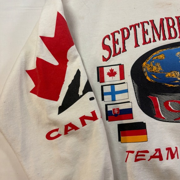Vintage 1996 Team Canada Hockey September Summit Sweatshirt White Mens XL 90s - Picture 4 of 8